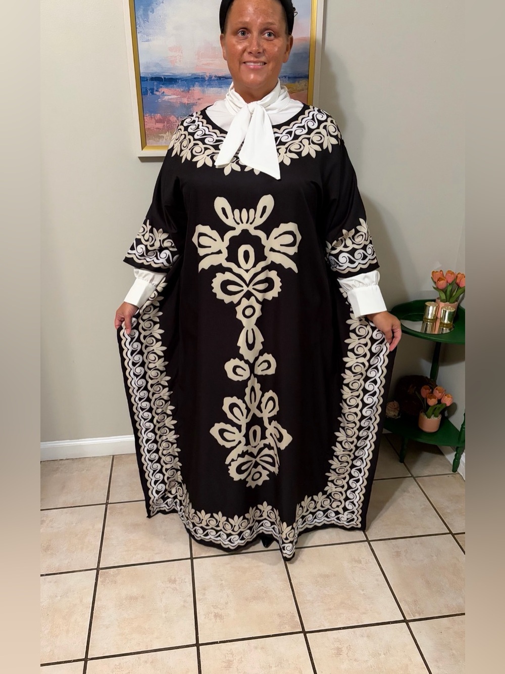 🖤🤍 Black & Cream Modest Maxi Dress — Size 2X